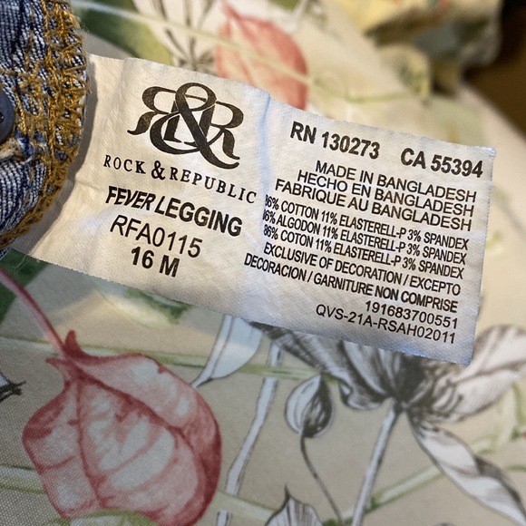 Rock and Republic Fever pull on jeans. Skinny. New condition. Dark blue Size 16 - Picture 8 of 9